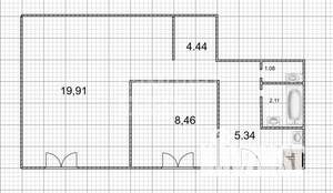 2-к квартира, вторичка, 43м2, 3/9 этаж