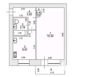 1-к квартира, вторичка, 29м2, 3/5 этаж