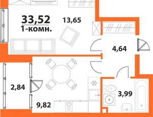 1-к квартира, вторичка, 34м2, 4/24 этаж