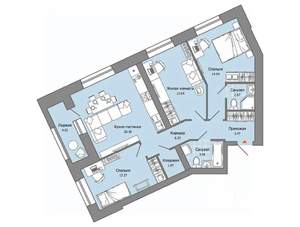 3-к квартира, строящийся дом, 81м2, 6/8 этаж