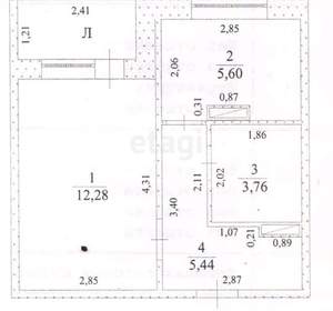 1-к квартира, вторичка, 27м2, 4/10 этаж