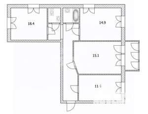 3-к квартира, вторичка, 82м2, 3/5 этаж