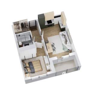 2-к квартира, строящийся дом, 39м2, 2/12 этаж
