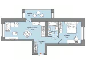 1-к квартира, строящийся дом, 49м2, 5/8 этаж