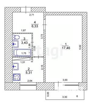 1-к квартира, вторичка, 32м2, 4/5 этаж