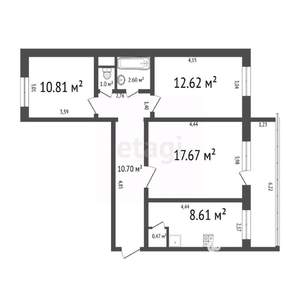 3-к квартира, вторичка, 65м2, 5/10 этаж