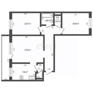 3-к квартира, вторичка, 64м2, 1/9 этаж