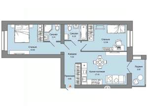 2-к квартира, вторичка, 63м2, 5/8 этаж