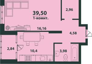 1-к квартира, вторичка, 40м2, 11/24 этаж