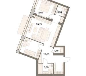 2-к квартира, вторичка, 74м2, 3/3 этаж
