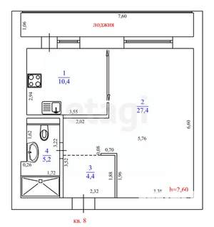 Студия квартира, вторичка, 49м2, 2/4 этаж