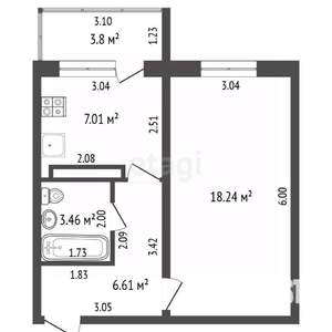1-к квартира, вторичка, 35м2, 4/9 этаж