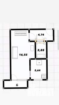 1-к квартира, вторичка, 30м2, 4/5 этаж