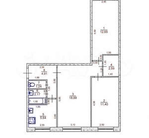3-к квартира, вторичка, 60м2, 1/5 этаж