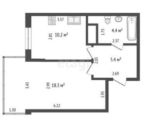 1-к квартира, вторичка, 38м2, 17/24 этаж