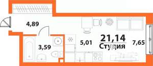 1-к квартира, строящийся дом, 21м2, 14/24 этаж