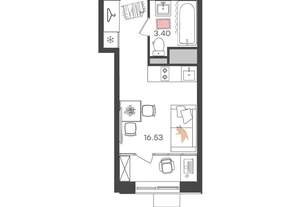 Студия квартира, вторичка, 20м2, 13/24 этаж