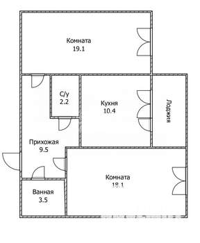 2-к квартира, вторичка, 63м2, 5/9 этаж