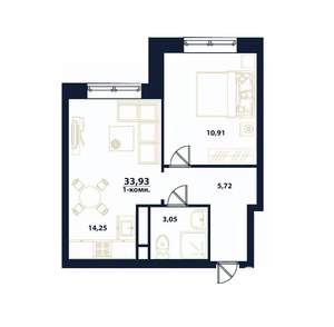 1-к квартира, вторичка, 34м2, 3/16 этаж