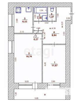 2-к квартира, вторичка, 49м2, 10/12 этаж