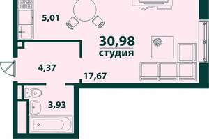 1-к квартира, вторичка, 31м2, 7/24 этаж
