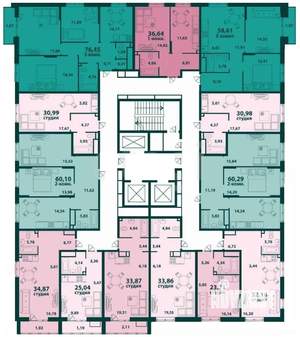 2-к квартира, строящийся дом, 60м2, 7/24 этаж