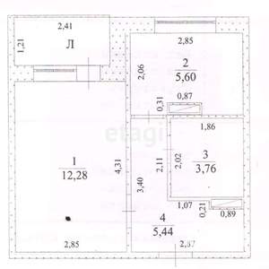 1-к квартира, вторичка, 27м2, 4/10 этаж