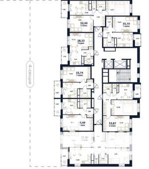 1-к квартира, строящийся дом, 34м2, 3/16 этаж