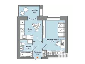 1-к квартира, строящийся дом, 32м2, 4/8 этаж