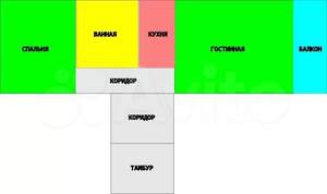 1-к квартира, вторичка, 32м2, 6/9 этаж