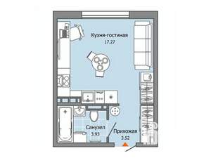 Студия квартира, строящийся дом, 25м2, 7/9 этаж