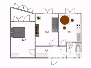 2-к квартира, вторичка, 45м2, 8/9 этаж