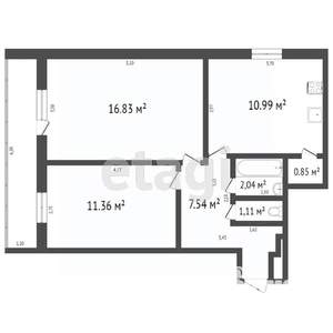 2-к квартира, вторичка, 51м2, 16/16 этаж