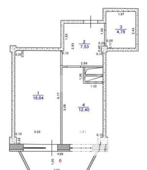 1-к квартира, вторичка, 43м2, 2/9 этаж