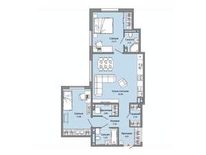 2-к квартира, строящийся дом, 77м2, 5/7 этаж