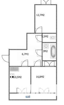 2-к квартира, вторичка, 51м2, 9/10 этаж