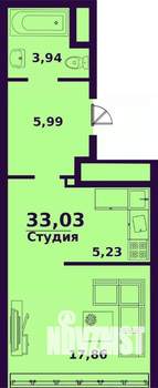 1-к квартира, строящийся дом, 33м2, 10/24 этаж