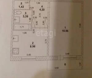 1-к квартира, вторичка, 37м2, 5/9 этаж