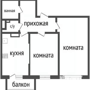 2-к квартира, вторичка, 57м2, 6/23 этаж