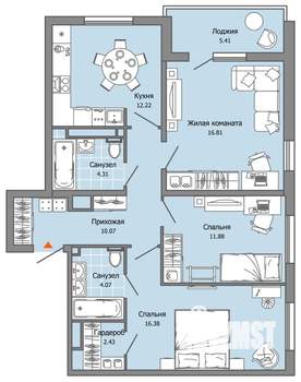 3-к квартира, вторичка, 81м2, 11/12 этаж