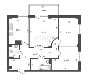 3-к квартира, вторичка, 81м2, 18/19 этаж
