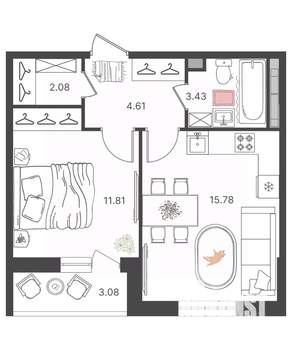 2-к квартира, вторичка, 38м2, 10/16 этаж