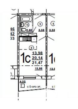 Студия квартира, вторичка, 20м2, 9/16 этаж