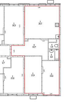 3-к квартира, вторичка, 78м2, 9/17 этаж