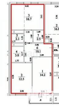 2-к квартира, вторичка, 62м2, 5/9 этаж