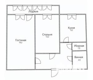 2-к квартира, вторичка, 53м2, 2/9 этаж