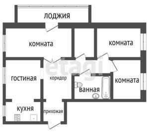 2-к квартира, вторичка, 72м2, 1/9 этаж