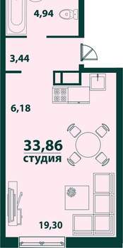 1-к квартира, вторичка, 34м2, 6/24 этаж