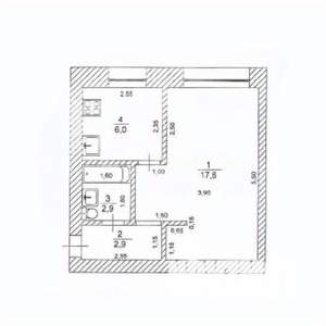 1-к квартира, вторичка, 29м2, 4/5 этаж