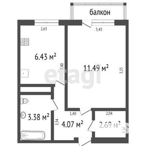 1-к квартира, вторичка, 28м2, 4/5 этаж